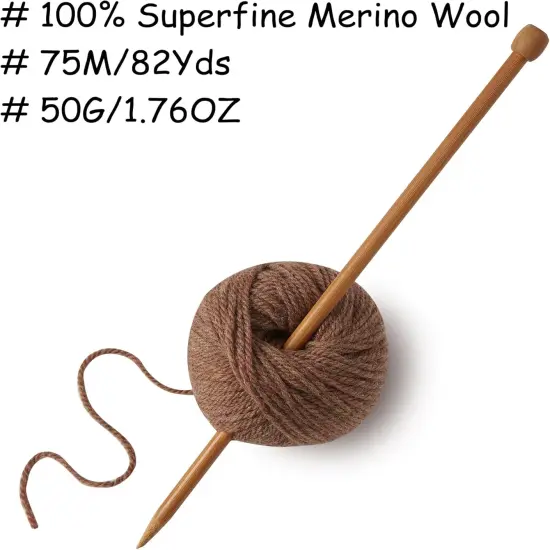 3-Ply Merino Wool Yarn (Mocha, 1Ball) {3}