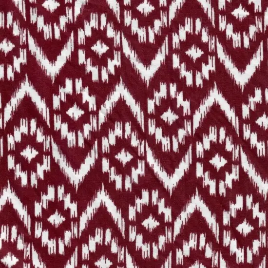 Tribal Boho Print Fabric DTY Brushed Knit 58/60" Wide Soft Stretch Material BURGUNDY {1}