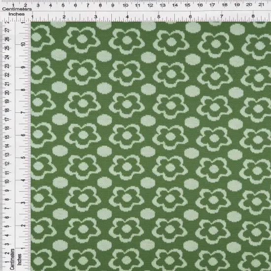 1 Yard Double Knit Jacquard Flower Fabric Stretch Polyester Spandex 58/60 Inches Wide SAGE DK {4}