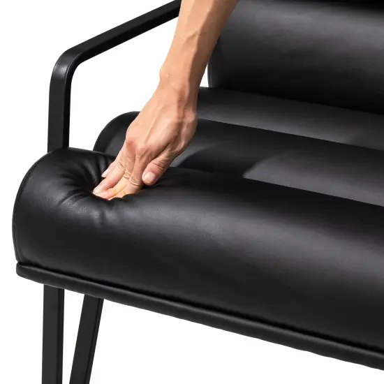 26.75"W Modern Comfy PU Leather Accent Chair with Metal Frame Set of 2-Black {12}