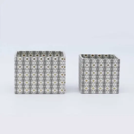 Handmade Geometric Square Pen Holder/Pen Stand -Set of 2 {2}