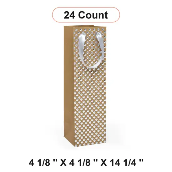 Decorative Polka Dot Wine Bag 4 1/8'' x 4 1/8'' x 14 1/4'' {1}