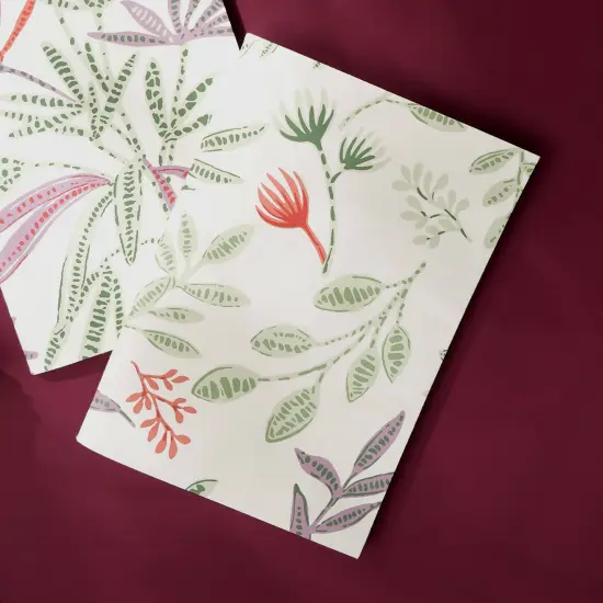 Soft Cover Off white/Green Flowers Handmade Paper Notebook - Pack of 5, 10 X 7 Inch {2}