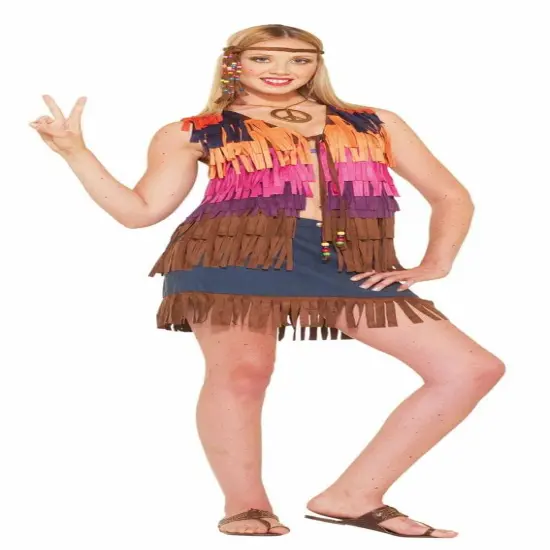 60's 70's Fringed Hippie Female Costume Vest Adult {1}