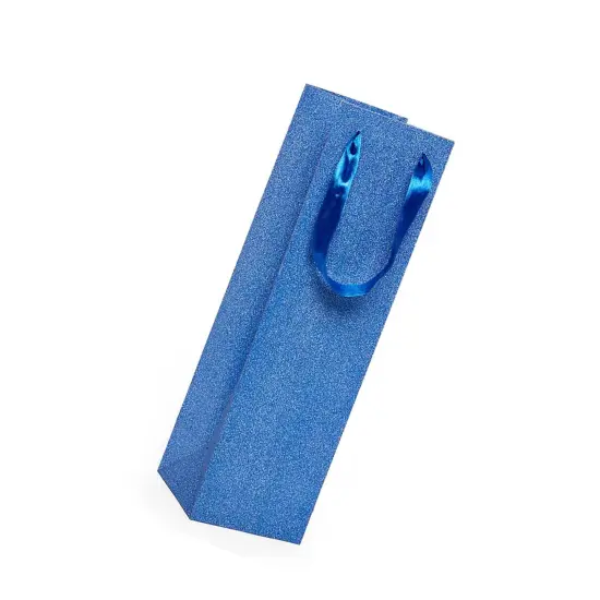 Sparkling Glitter Grain Wine Totes Luxe Size 4 1/8'' x 4 1/8'' x 14 1/4'' Royal {4}