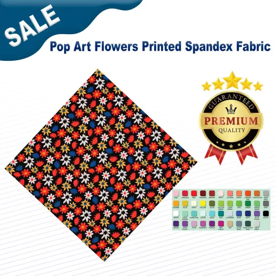 Pop Art Flowers Printed Spandex Fabric {2}