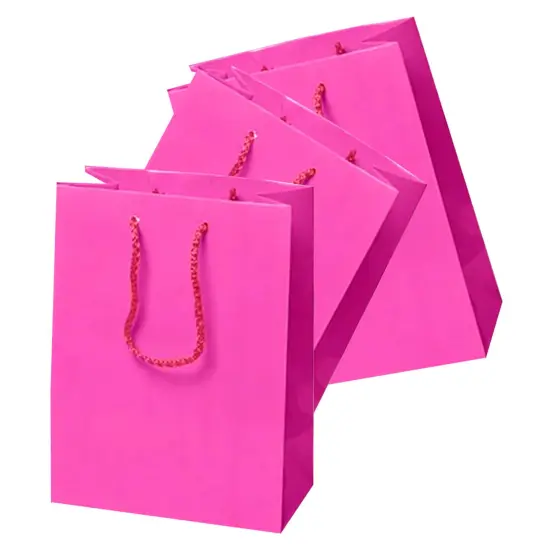 Bold Mini Glossy Totes 16'' x 6'' x 12'' for Stylish Gifts Shocking Pink {2}