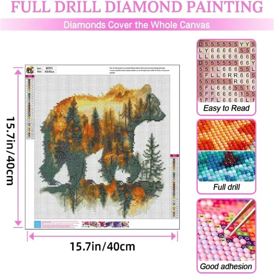 DIY Forest Bear Diamond Painting Kits for Adults {4}