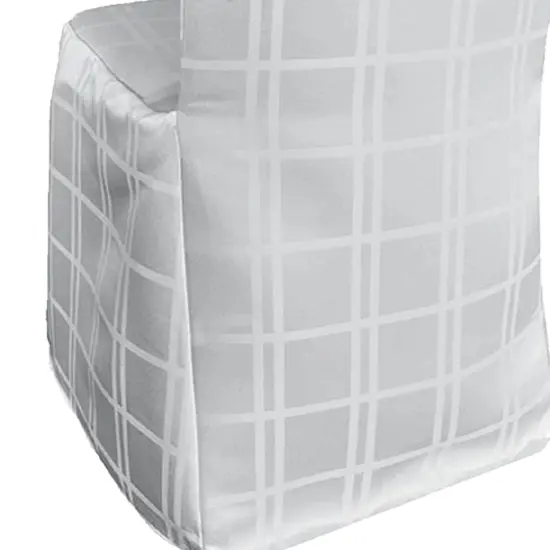 White Plaid Jacquard Polyester Banquet Chair Cover Elegant Event Slipcover {4}
