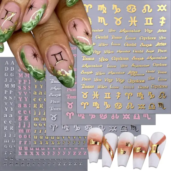 6 Sheets Letter Nail Art Stickers Decals {1}