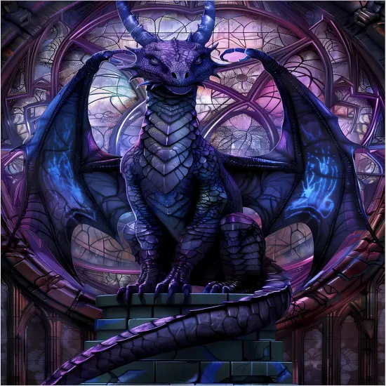 Diamond Painting Kit - Fantasy Dragon In Cathedral {1}