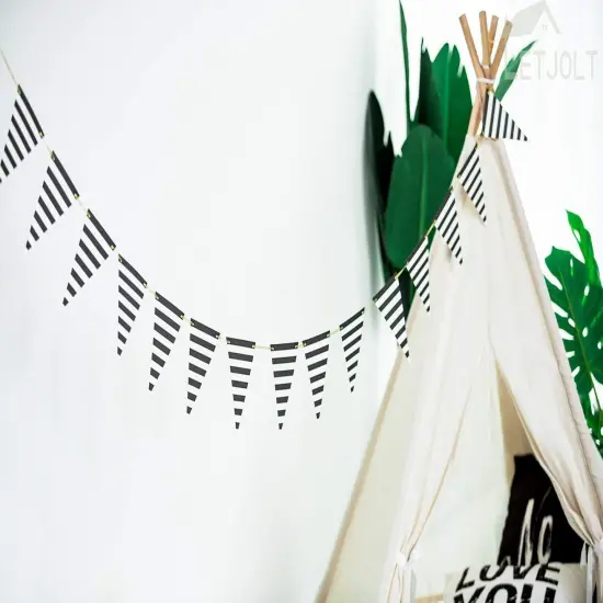 Black Striped Banner Pirate Pennant Decoration {4}