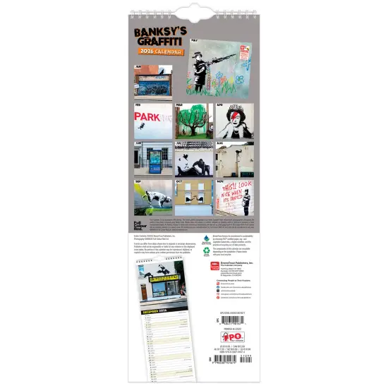 Banksy's Graffiti OFFICIAL | 2026 5.7 x 16.5 Inch (Hanging) Monthly Slimline Wall Calendar {2}