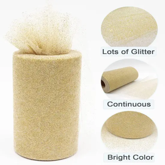 Glitter Gold Tulle Fabric Rolls {2}