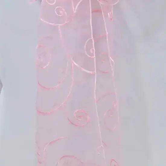 10 Pieces Pink Embroidered Organza Chair Sashes 8"x108" Elegant Event Decoration {4}