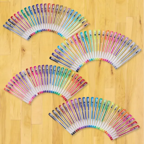 Collections Etc Colorful Gel Pens with Travel Case - Set of 100 {4}