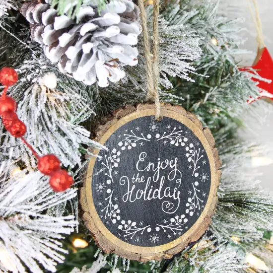 Wood Slice Chalkboard Ornaments 6ct DIY Christmas Craft Set {2}