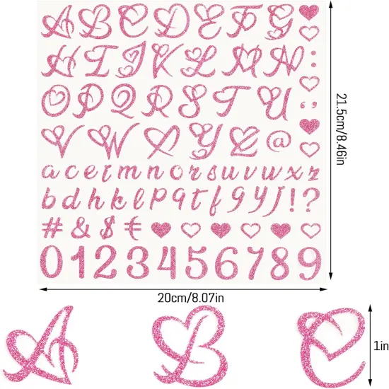 820 Pcs 10 Sheets Graduation Stickers Vinyl Gold Alphanumeric Stickers (Pink,1inch) {2}