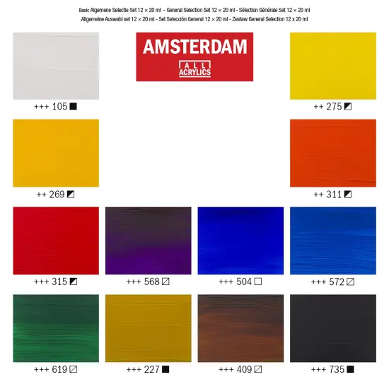 Amsterdam Standard Acrylic Paint Set 20ml 12/Pkg-General {4}