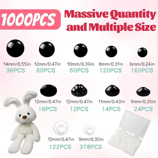 1000 Pcs Safety Eyes and Noses for Crochet {3}