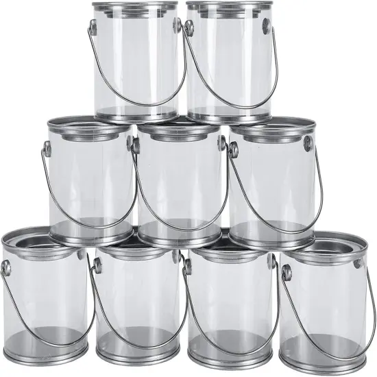 9 Pack Mini Clear Plastic Paint Cans {1}