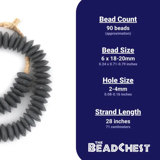 The Bead Chest Dark Grey Ashanti Glass Saucer Beads (20mm) {4}