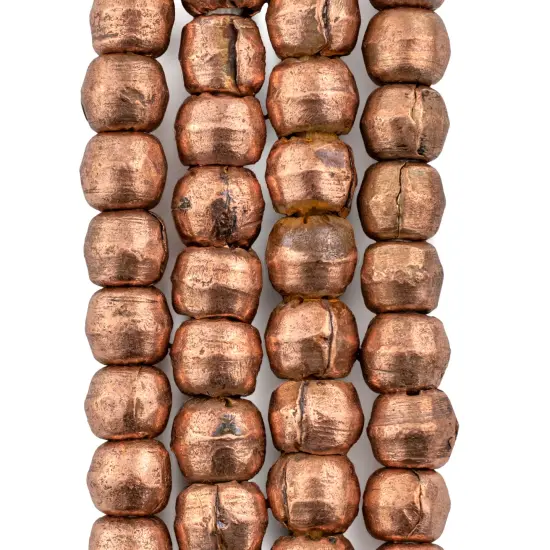 The Bead Chest 8mm Round Copper Beads - Full Strand of African Metal Spacer Beads {4}