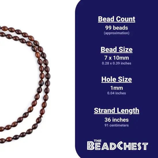 The Bead Chest Dark Brown Oval Wooden Arabian Prayer Beads 7x10mm Middle East 36 Inch Strand {5}