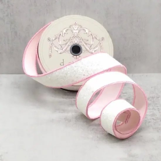 1.5" Sugar Plum Glitter Ribbon: Whispy White (10 Yards) {3}