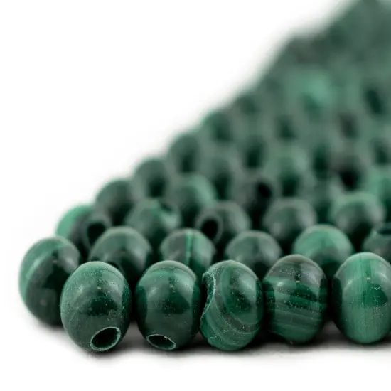 The Bead Chest Round Malachite Beads (5mm, Set of 100) {3}