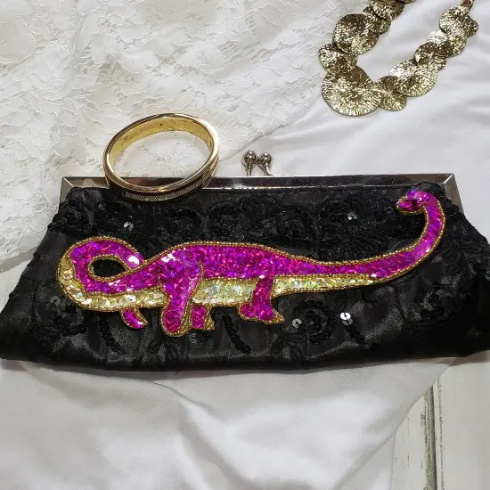 7 1/4"x3 1/4" Sara Triceratop Dinosaur Sequin Applique/Patch {5}