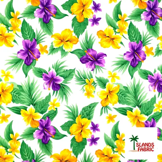 1 Yard Dual Color Tropical Clusters Peachskin Fabric 45 Inch Width White & Purple {1}