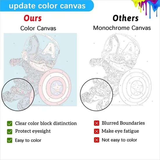 4 Pack Cartoon Paint by Numbers for Kids with Framed Canvas-with Wooden Easel, Paint by Number for Kids Ages 4-8-12, DIY Easy Acrylic Oil Painting Kits for Home Wall Decor (8X8inch) {3}