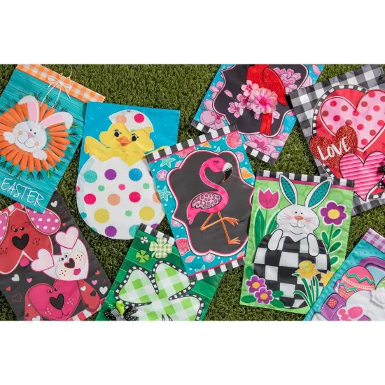 Coastal Flamingo Summer Garden Flag 2 Sided Applique {3}