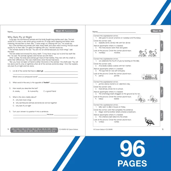 Carson Dellosa Common Core Language Arts 4 Today 3rd Grade Workbook, 40 Weeks of Reproducible Activities, Spelling, Grammar ELA Skills Practice, Weekly Assessments, Classroom or Homeschool Curriculum {4}