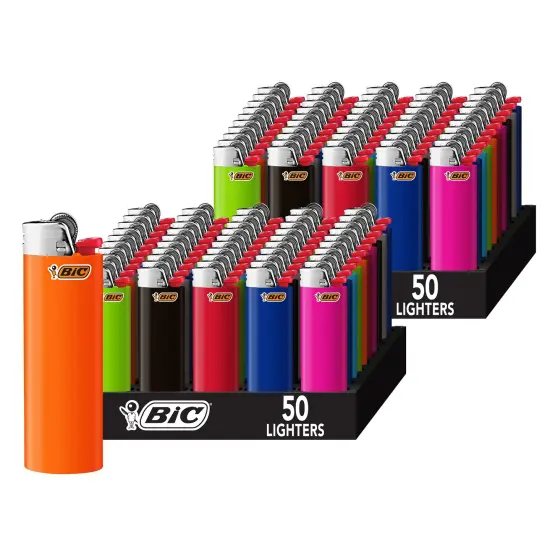 BIC Maxi Pocket Lighter, Classic Collection, Assorted Dark Blue, Red, Gray, Light Blue, Pink, Black and Purple Unique Lighter Colors, 100 Count Tray of Lighters {2}