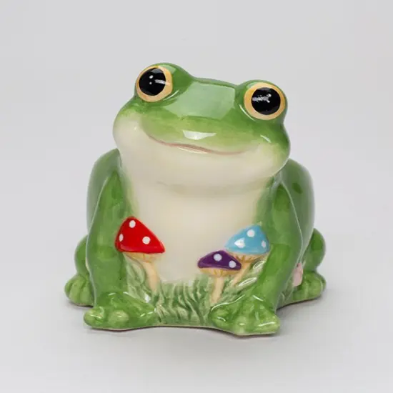 Ceramic Frog with Mushrooms Flower Pot, Spring Decor, Frog Lover Gift, Living Room Frog Decor {4}