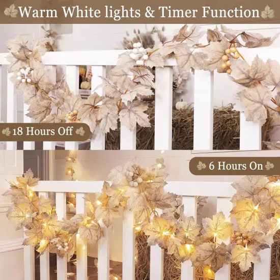 6 Ft Fall Garland with Lights Fall Deco {5}