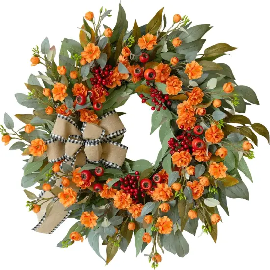 Artificial Fall Wreaths - Autumn Wreath with Large Red Berries {1}