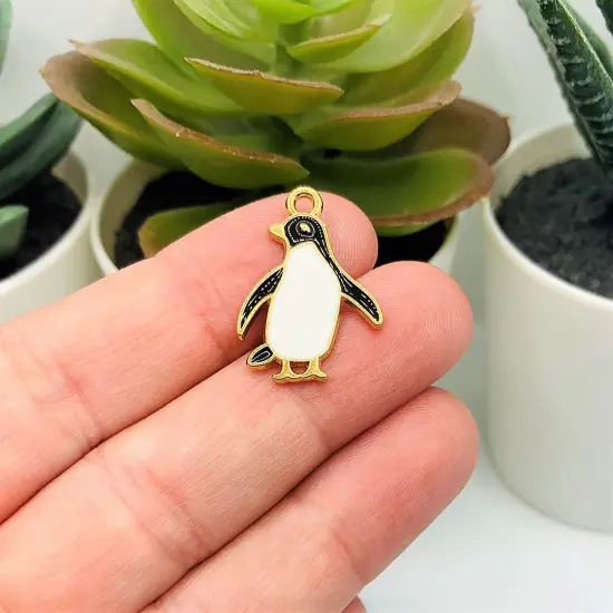 Enamel Penguin Charms, 23x17mm {2}