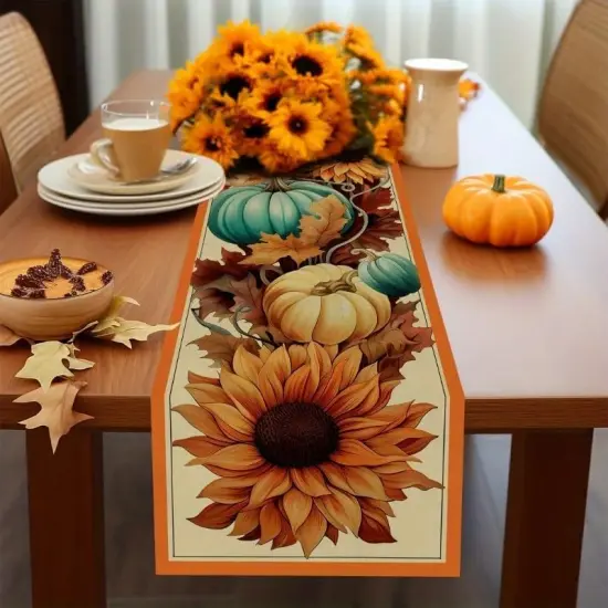 Fall Pumpkin Sunflower Halloween Table Runner - Style 2 {2}