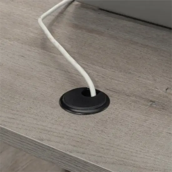 Executive Desk with Filing Cabinets and Cord Management and Smooth Metal Drawer Slides Light Oak {5}