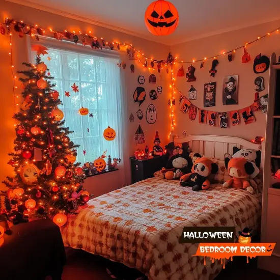 200 LED Orange Halloween String Lights - 66FT, 8 Modes (Connectable) {4}