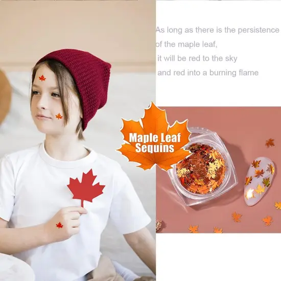 Holographic Glitters Fall Maple Leaf Shaped Nail Art Sequins Flakes 2 Pot {4}