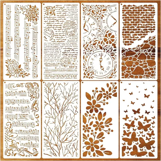 8 Pieces Stencils for Crafts Reusable Branches Musical Notes Stencil (8 Branches) {1}