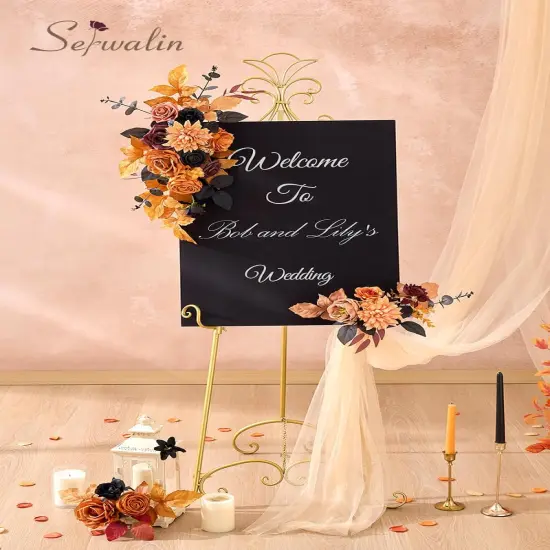 Artificial Orange & Black Flowers - Grand {4}