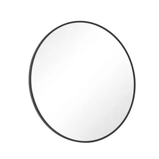 Modern Round Bathroom Wall Mirror with Metal Frame and HD Glass for Bedroom or Hallway {7}