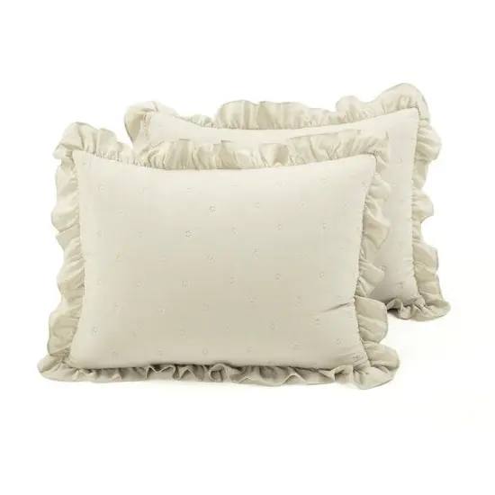 Lightweight Ruffle 3-Piece Reversible Quilt Set with Matching Shams for All Seasons {3}