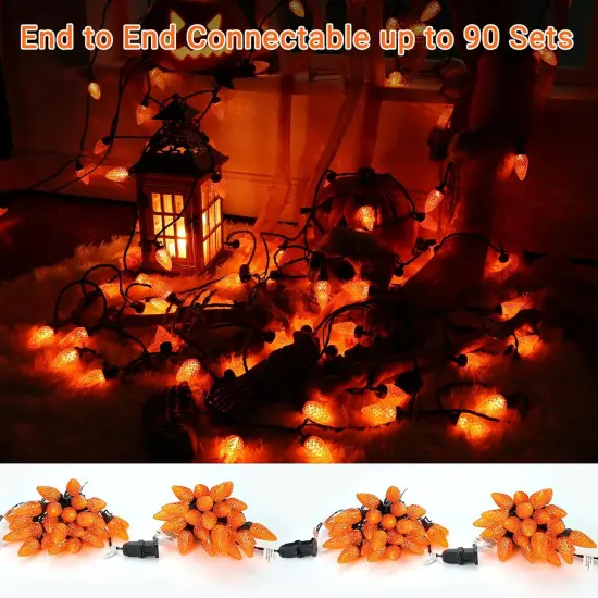 16ft 25 LED C9 Orange Halloween Lights {2}