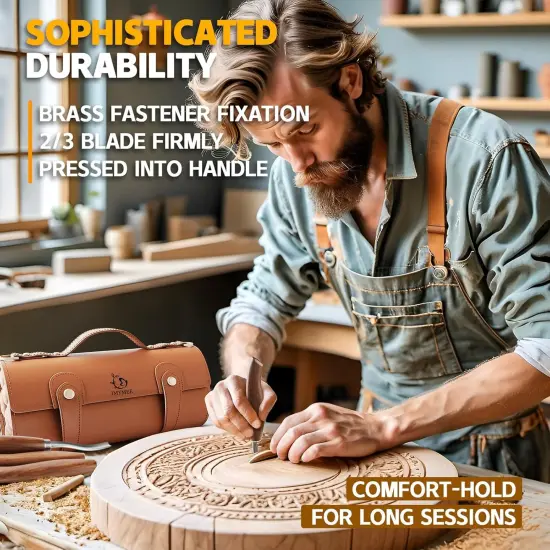 Deluxe Wood Carving Kit with Large Storage Case, Tools, and Knives {3}